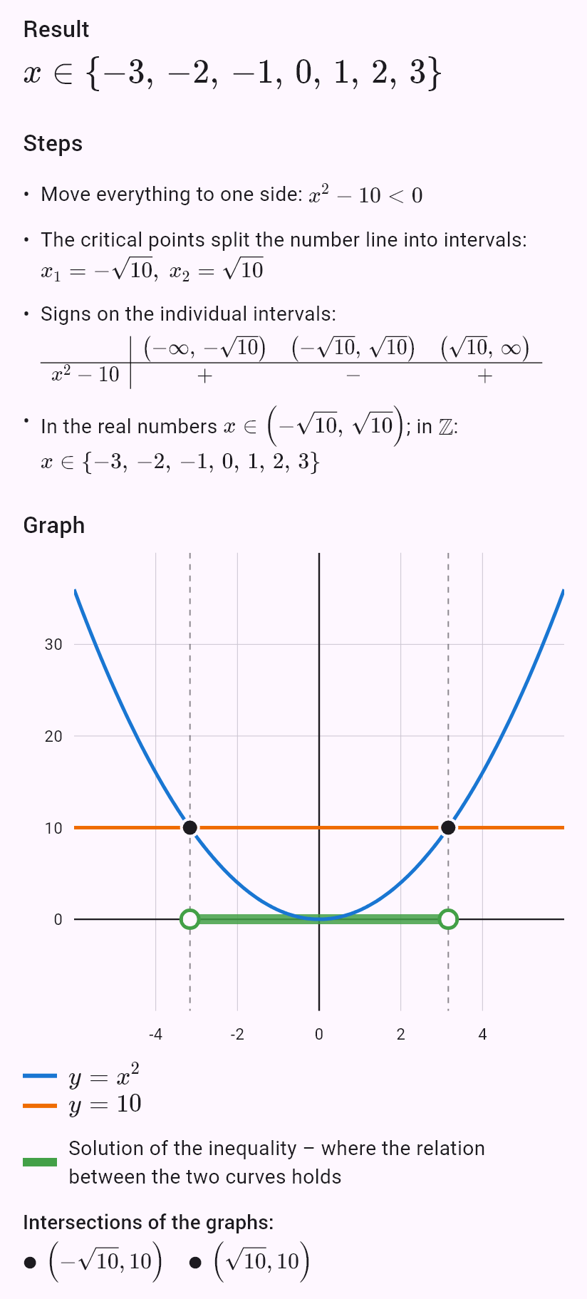 x^2 < 10