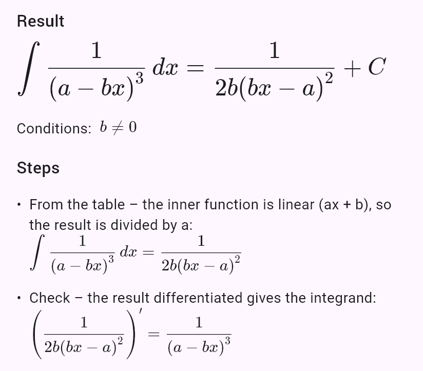 int(1/(a - bx)^3)