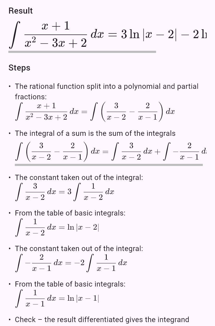 int((x + 1)/(x^2 - 3x + 2))