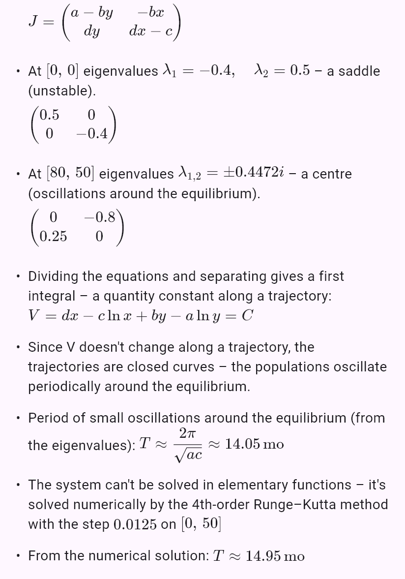 model(predator; find=overview[mo]; a=0.5[per_mo]; b=0.01[per_pcs_mo]; c=0.4[per_mo]; d=0.005[per_pcs_mo]; x0=100[pcs]; y0=20[pcs])