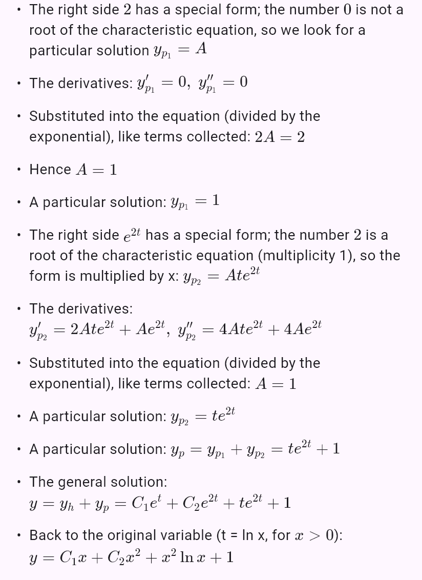 x^2y'' - 2xy' + 2y = x^2 + 2