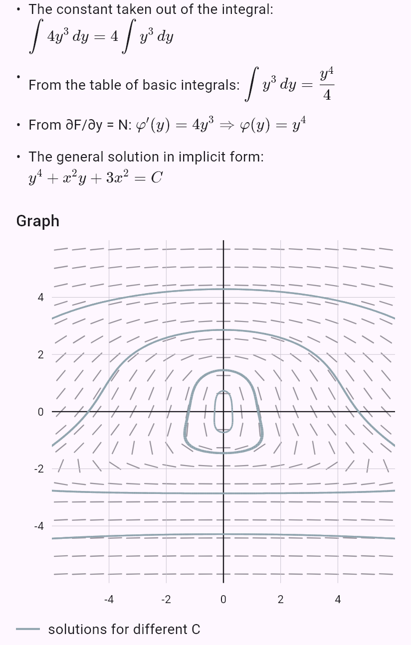 (2xy + 6x)dx + (x^2 + 4y^3)dy = 0