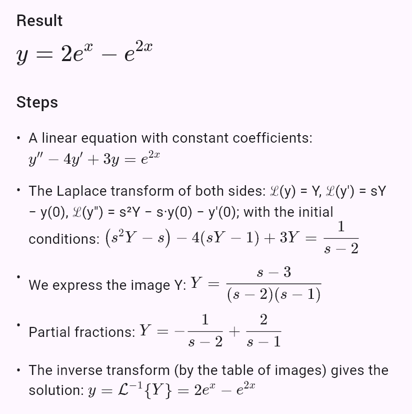 y'' - 4y' + 3y = e^(2x), y(0) = 1, y'(0) = 0