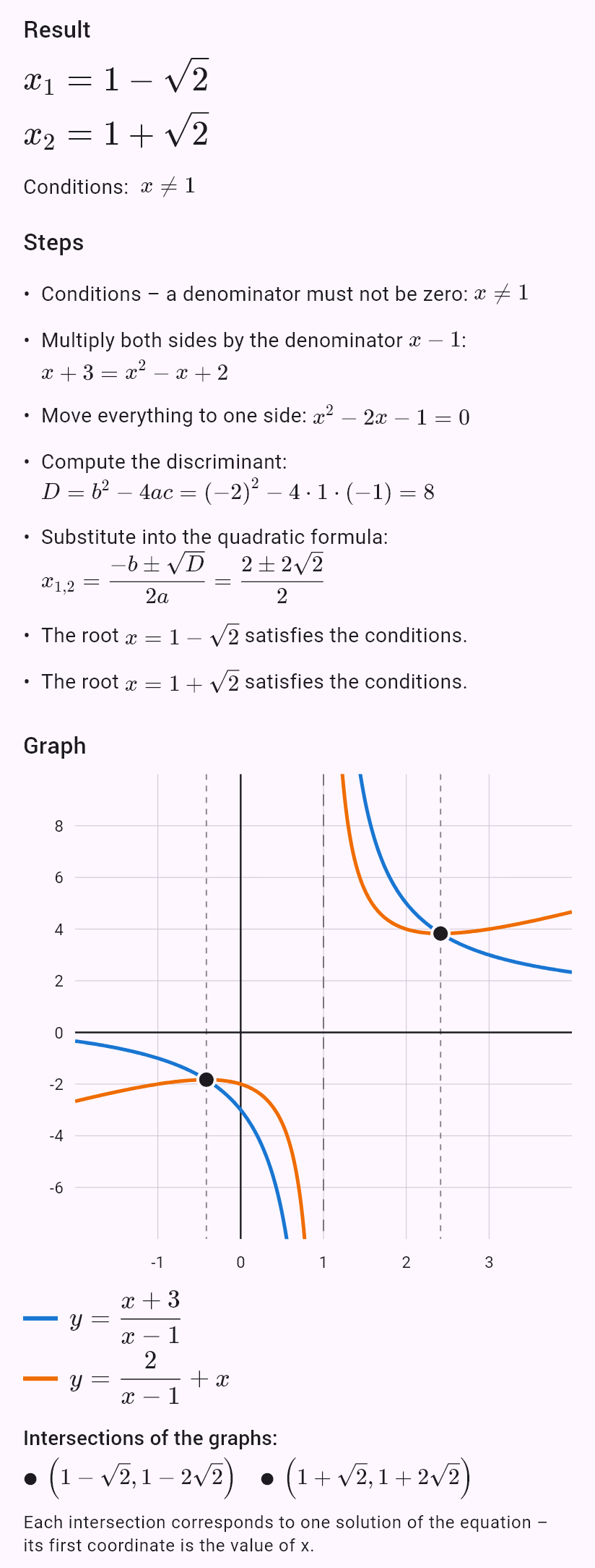 (x+3)/(x-1) = 2/(x-1) + x