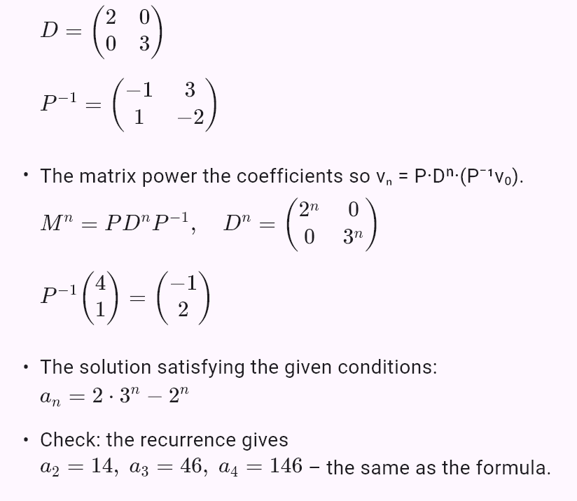 a_{n+2} = 5a_{n+1} - 6a_n, a_0 = 1, a_1 = 4