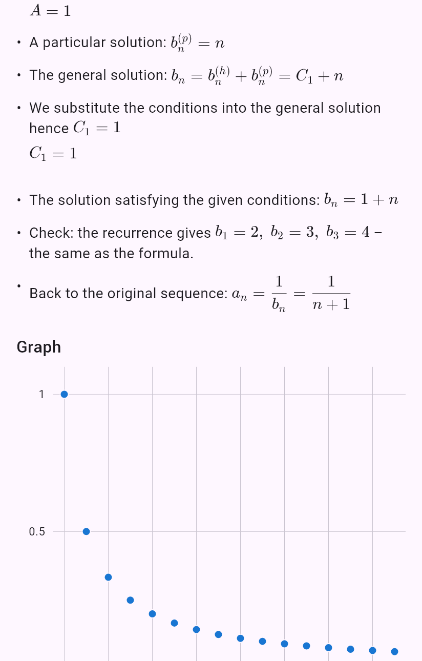 a_{n+1} = a_n/(1 + a_n), a_0 = 1