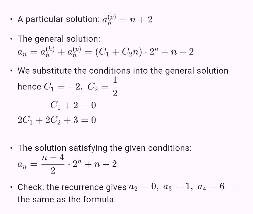 a_{n+2} = 4a_{n+1} - 4a_n + n, a_0 = 0, a_1 = 0