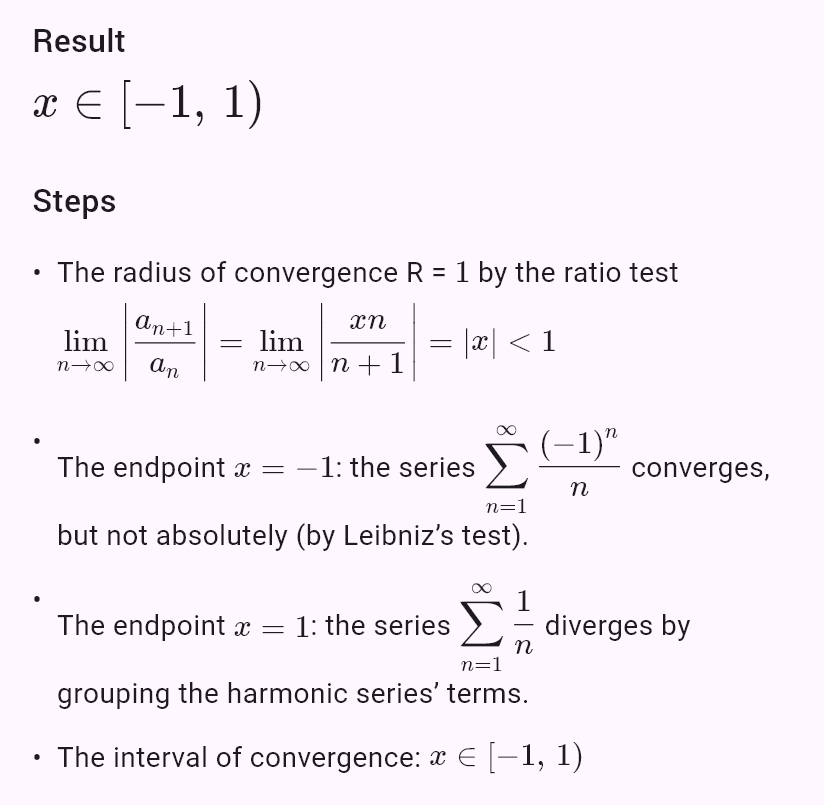 sum(x^n/n)