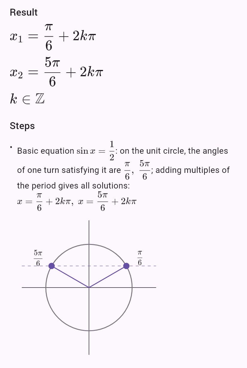 sin x = 1/2