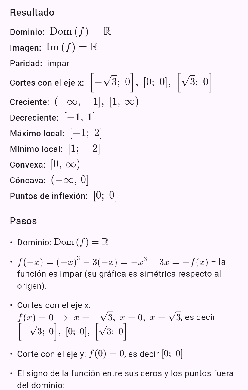 Estudio de la función f(x) = x³ − 3x