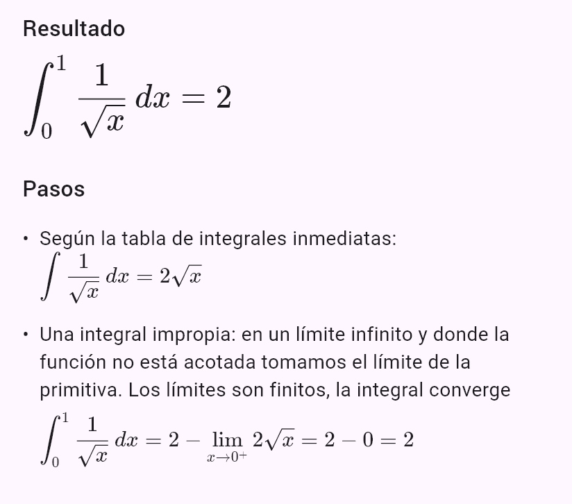 int(1/sqrt(x), x, 0, 1)