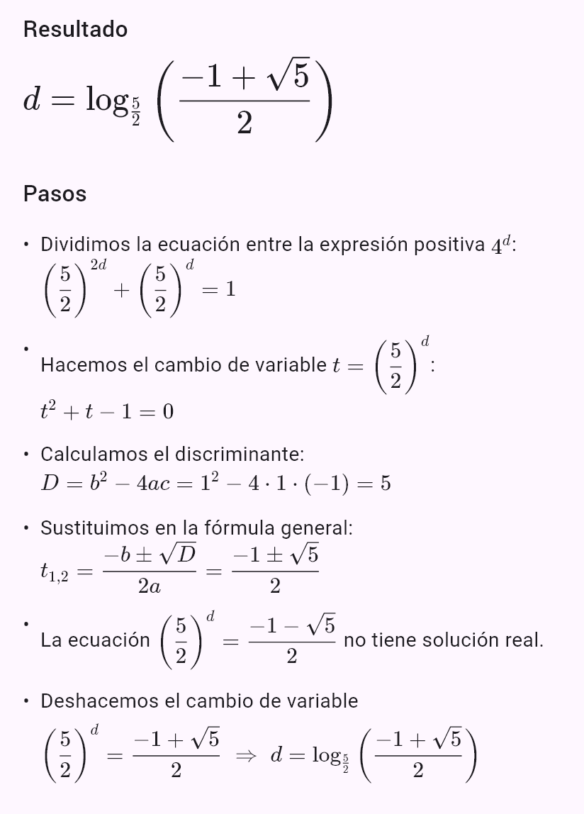 25^d + 10^d = 4^d