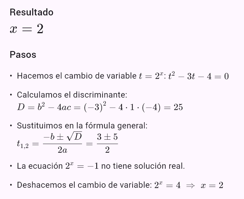 4^x - 3*2^x - 4 = 0