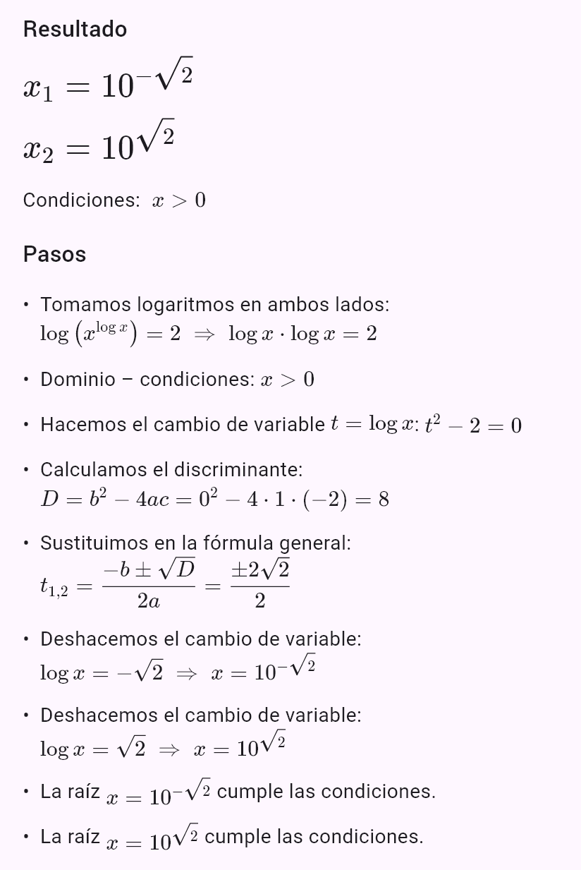 x^(log x) = 100