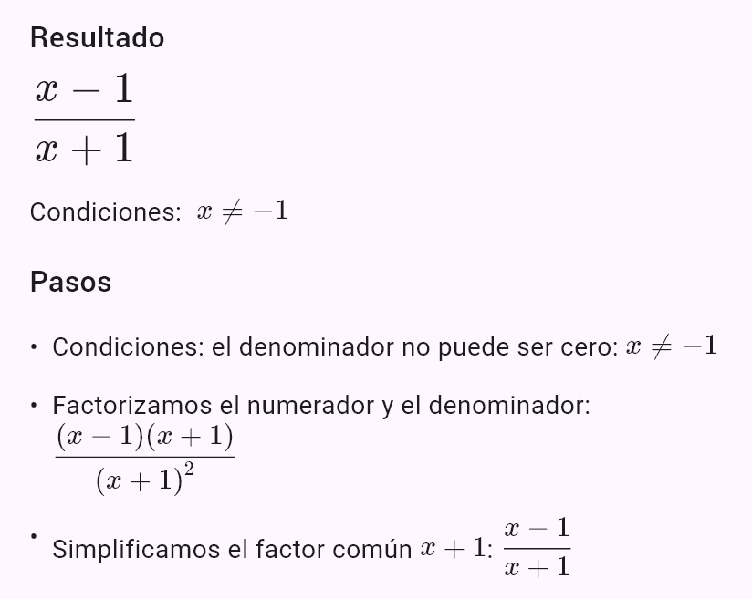 (x^2 - 1)/(x^2 + 2x + 1)