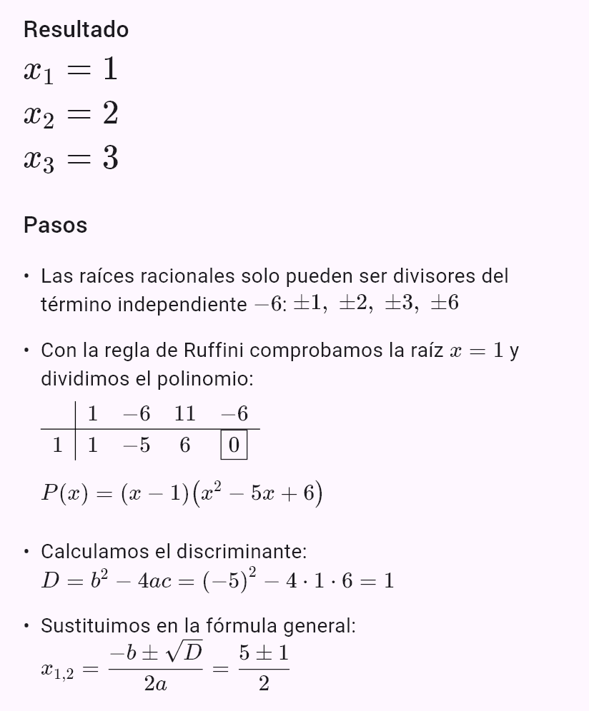 x^3 - 6x^2 + 11x - 6 = 0