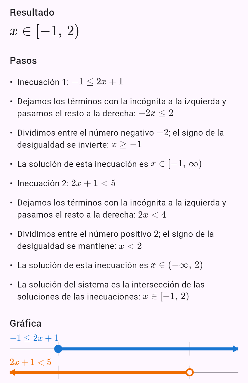-1 <= 2x + 1 < 5