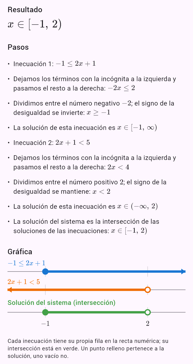 -1 <= 2x + 1 < 5