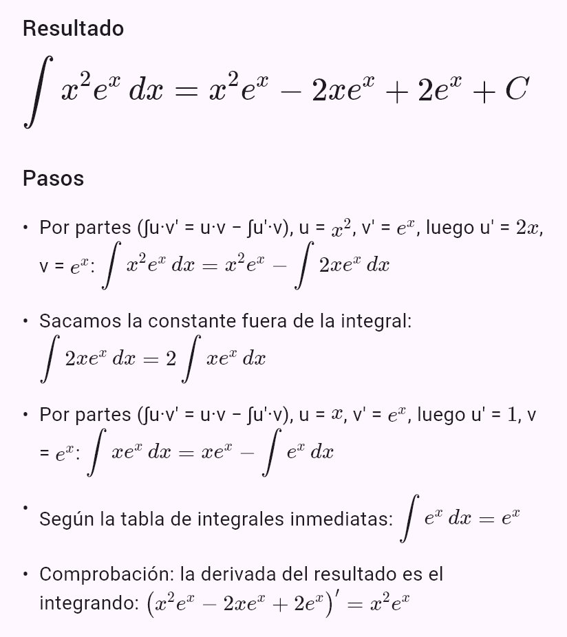 int(x^2 e^x)