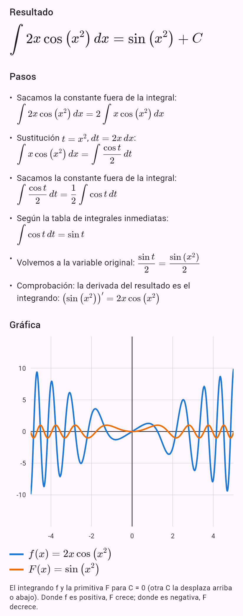 int(2x cos(x^2))