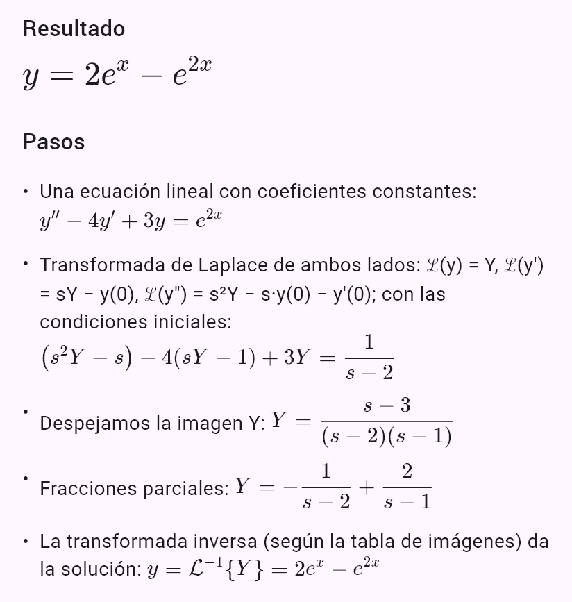 y'' - 4y' + 3y = e^(2x), y(0) = 1, y'(0) = 0
