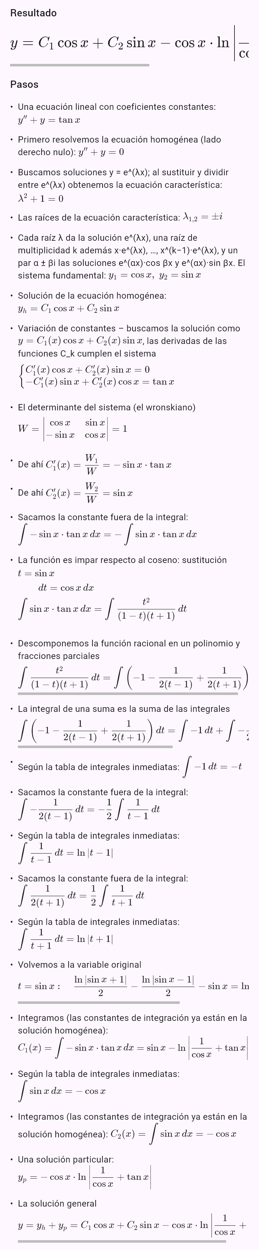 y'' + y = tan x