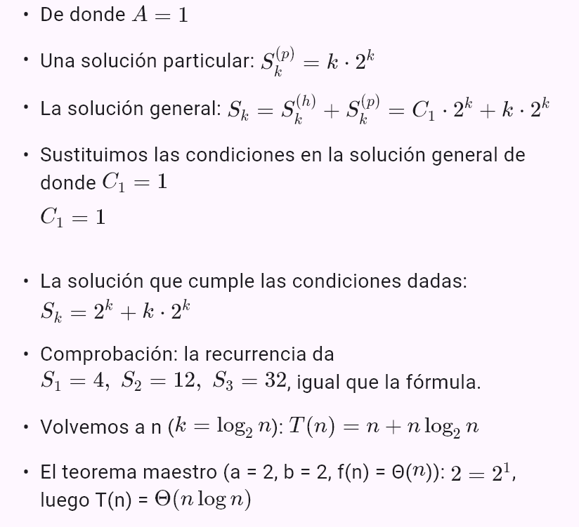 T(n) = 2T(n/2) + n, T(1) = 1
