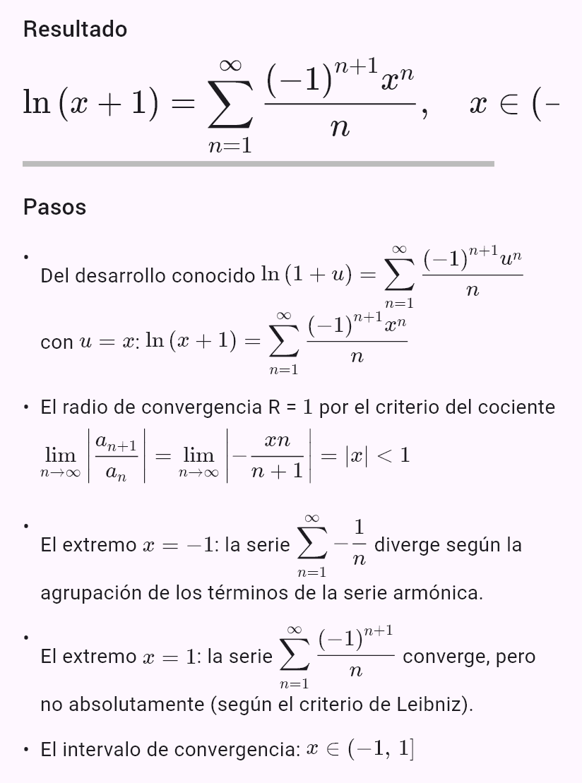 taylor(ln(1 + x), 0, oo)