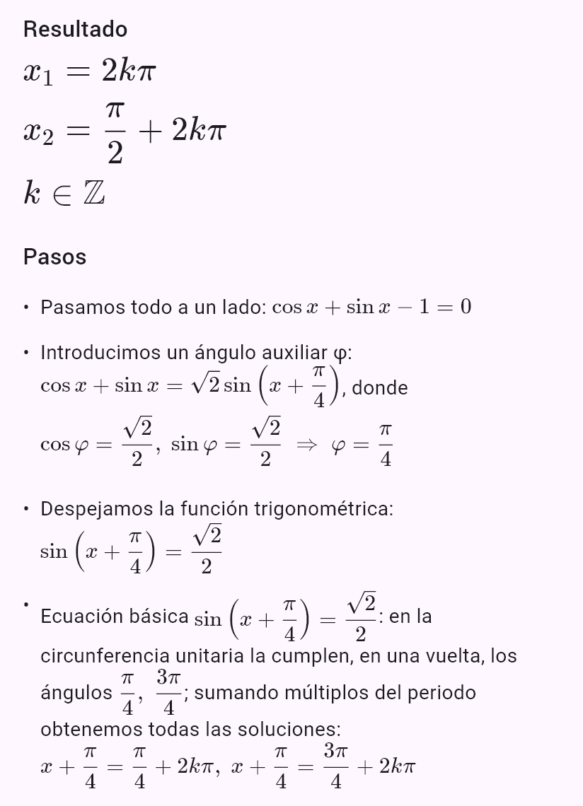 sin x + cos x = 1