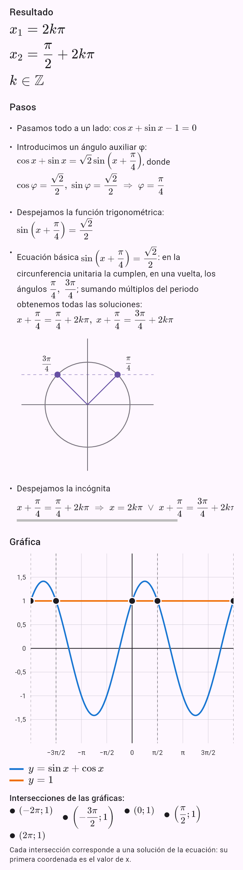 sin x + cos x = 1