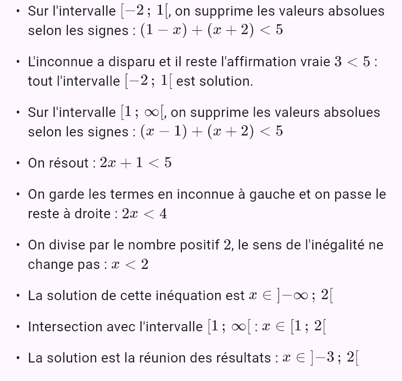 |x - 1| + |x + 2| < 5