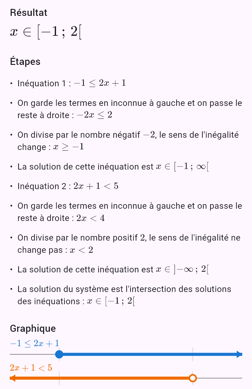 -1 <= 2x + 1 < 5