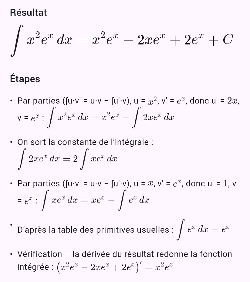 int(x^2 e^x)