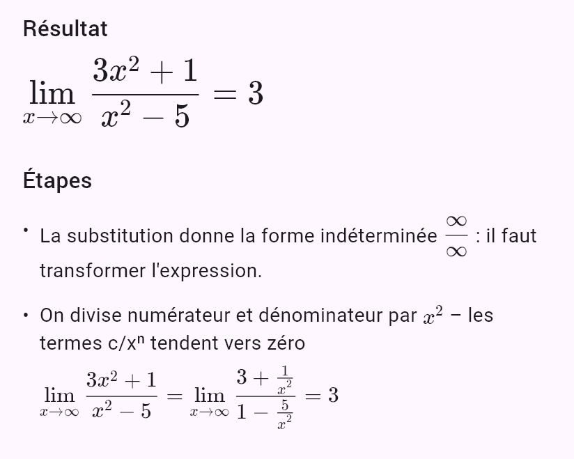 lim(x->oo) (3x^2+1)/(x^2-5)