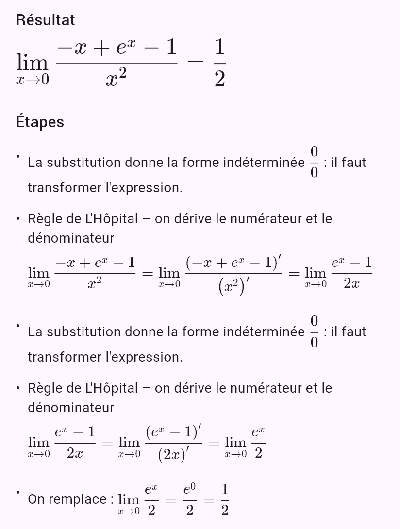 lim(x->0) (e^x-1-x)/x^2