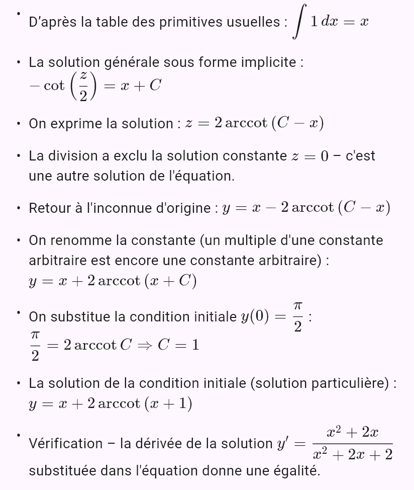 y' = cos(x - y), y(0) = pi/2