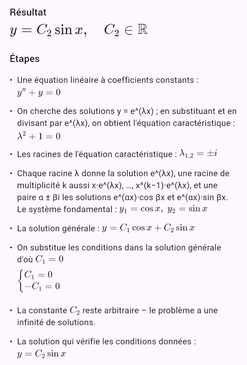 y'' + y = 0, y(0) = 0, y(pi) = 0