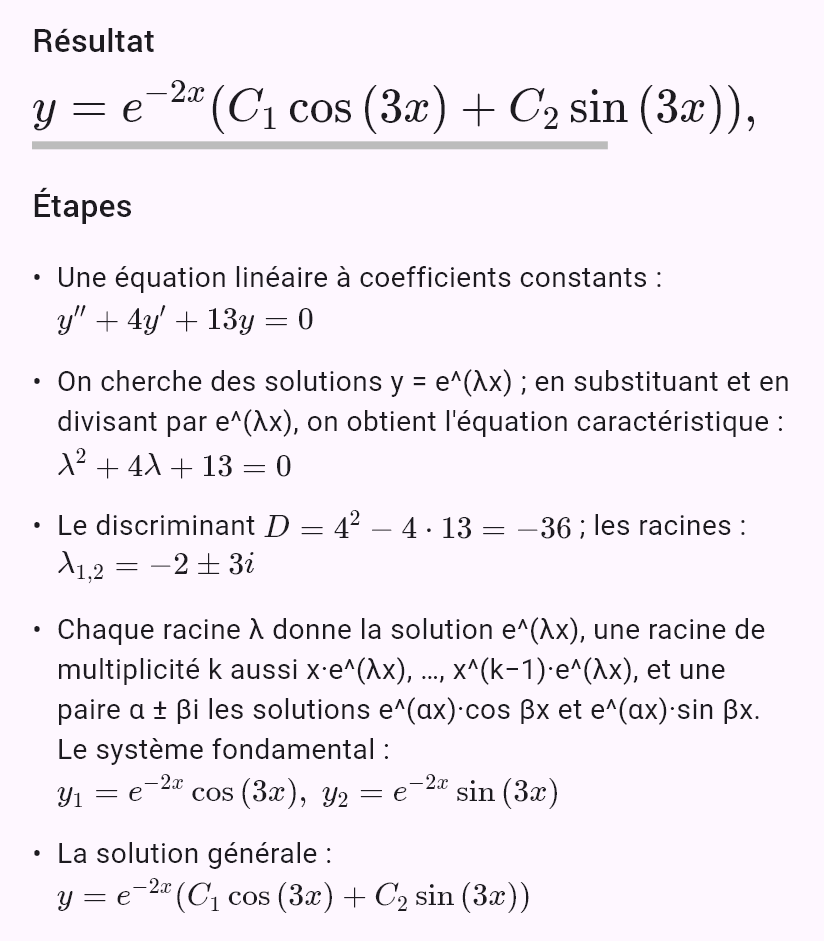 y'' + 4y' + 13y = 0