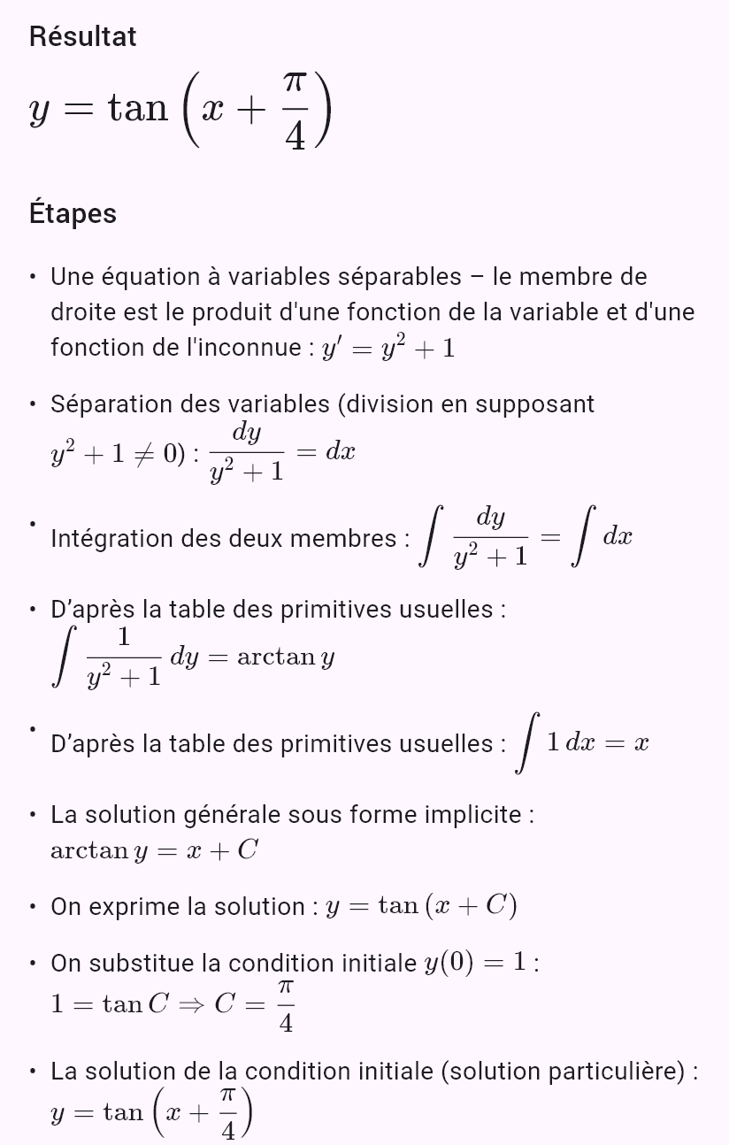 y' = y^2 + 1, y(0) = 1