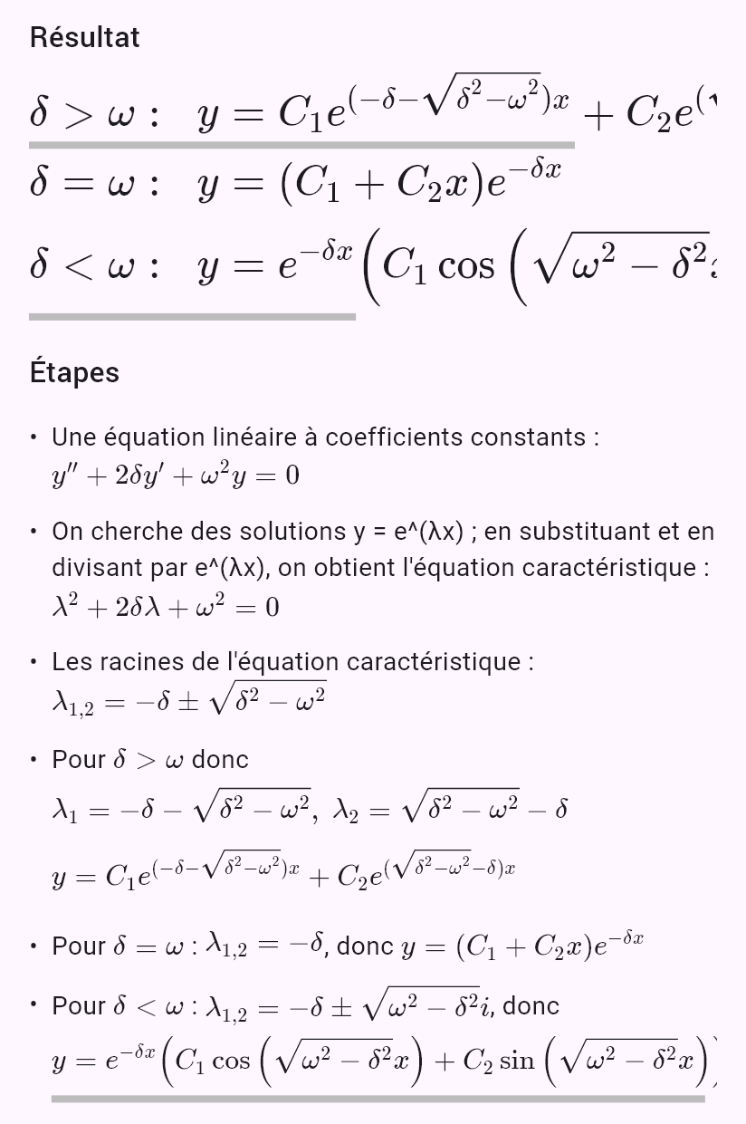 y'' + 2δy' + ω^2y = 0