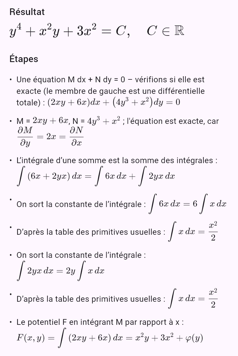 (2xy + 6x)dx + (x^2 + 4y^3)dy = 0