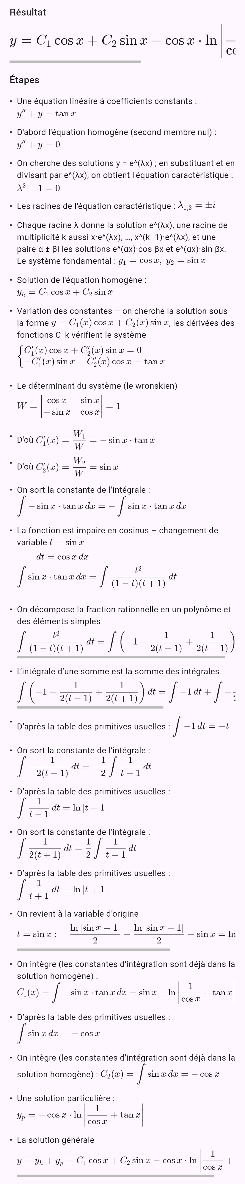 y'' + y = tan x
