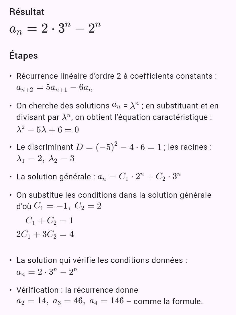 a_{n+2} = 5a_{n+1} - 6a_n, a_0 = 1, a_1 = 4