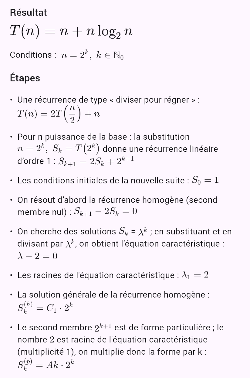 T(n) = 2T(n/2) + n, T(1) = 1