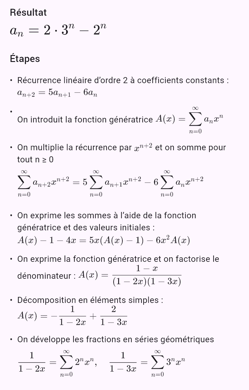 a_{n+2} = 5a_{n+1} - 6a_n, a_0 = 1, a_1 = 4