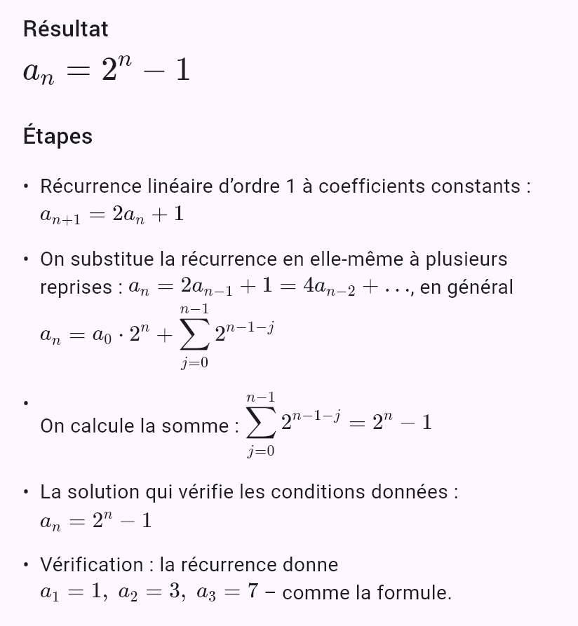 a_{n+1} = 2a_n + 1, a_0 = 0