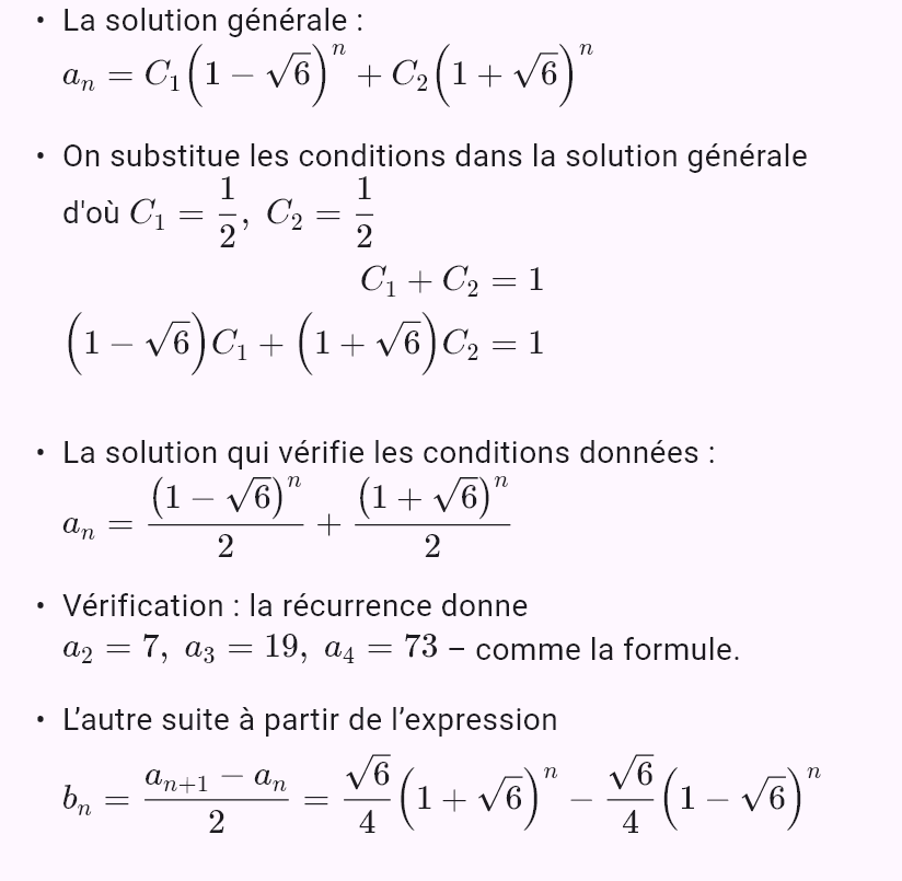 a_{n+1} = a_n + 2b_n
b_{n+1} = 3a_n + b_n
a_0 = 1, b_0 = 0