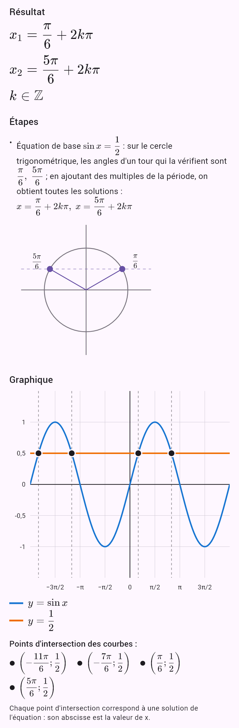 sin x = 1/2