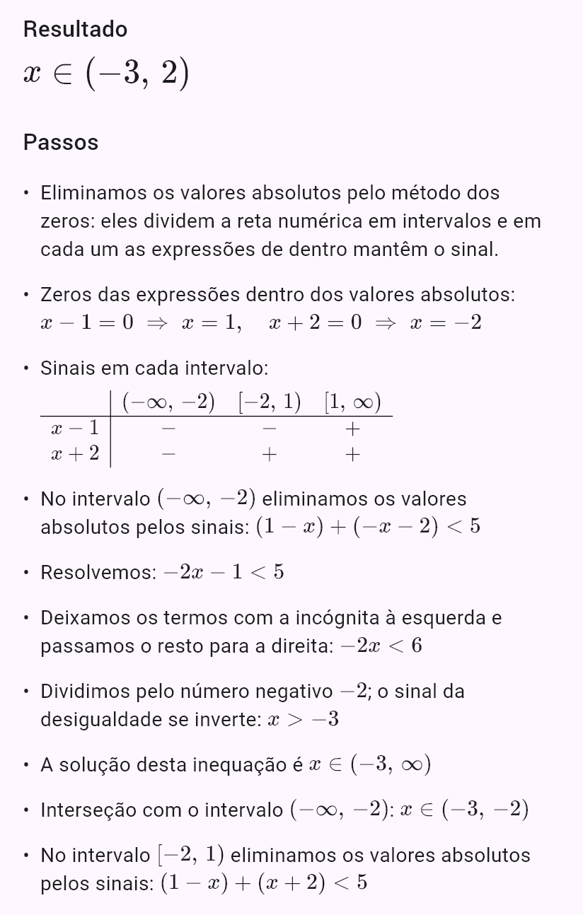 |x - 1| + |x + 2| < 5