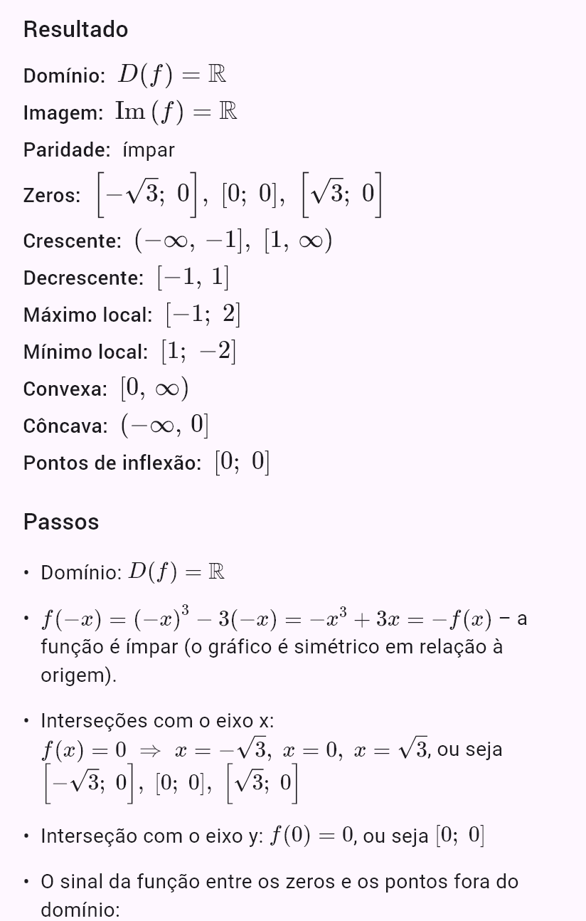 Estudo da função f(x) = x³ − 3x